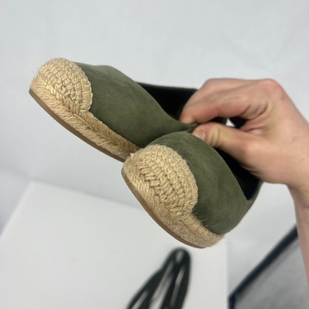 Tory Burch Heather Espadrille Ankle Wrap Wedge Leccio Green Suede - Picture 7 of 12